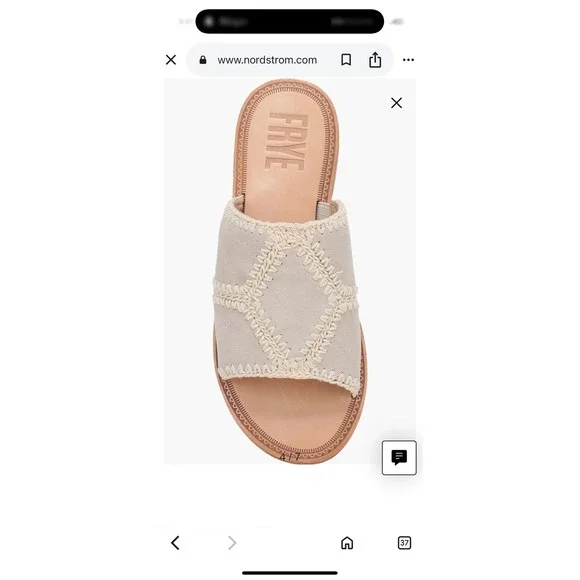 FRYE Women's Slip On Mules Sandals Slides Blue Cream Crochet Detail Size 7 - Picture 8 of 8